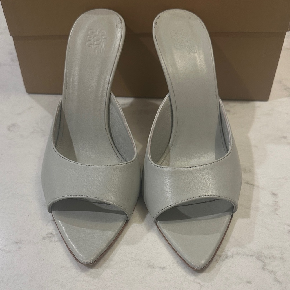 Gia Borghini Gray leather Women's heeled mules